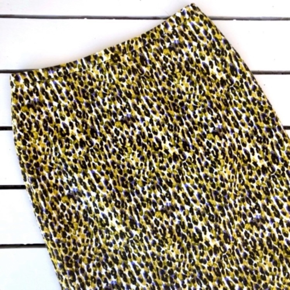 J Crew Multi Colored Textured Leopard Pencil Skirt
